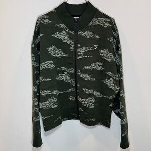 Gymshark Olive Patterned Bomber Jacket